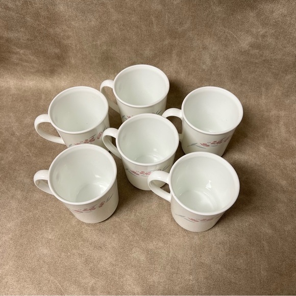 Set of (6) Vintage Corning Coffee Mugs / Cups in the Silk Blossoms Pattern - Picture 4 of 8